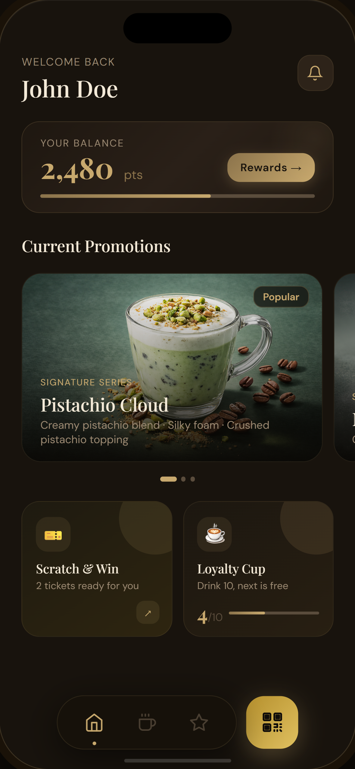 Food app home screen